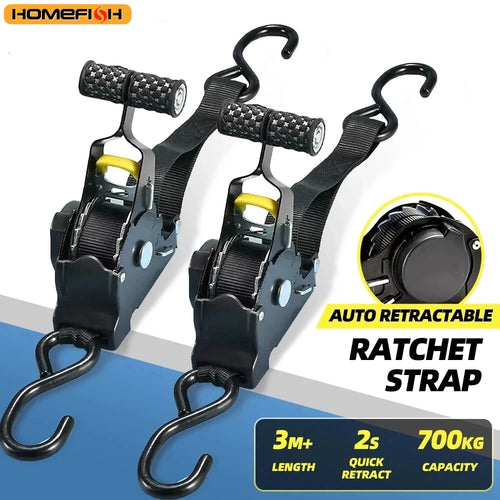 Auto Straps for Cargo Tape Retractable Belts for Load Luggage Strap Ratchet Tensioner Belt for Motorcycles Ratchet Strap for Car