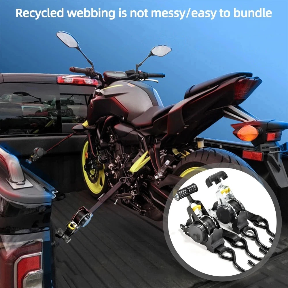 Auto Straps for Cargo Tape Retractable Belts for Load Luggage Strap Ratchet Tensioner Belt for Motorcycles Ratchet Strap for Car