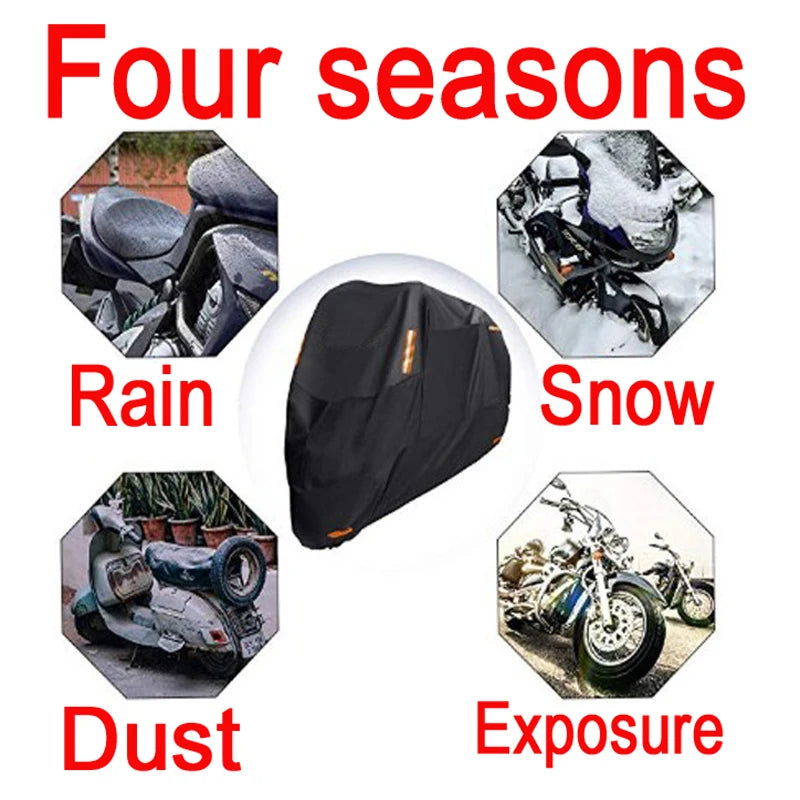 Thick 300D Motorcycle Covers Black Design Waterproof Motors Dust Rain Snow UV Protector Cover Indoor Outdoor M L XL XXL 3XL 4XL