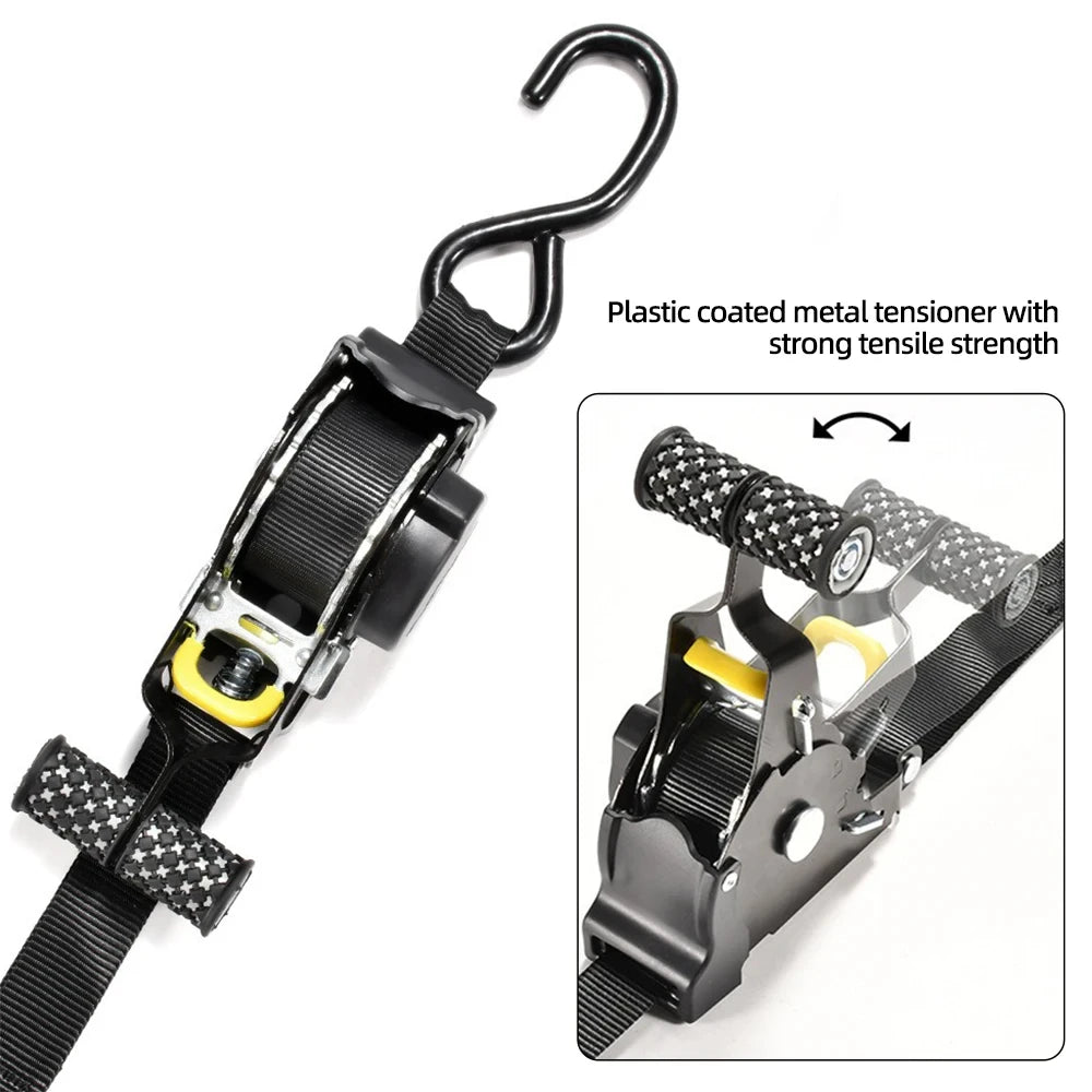 Auto Straps for Cargo Tape Retractable Belts for Load Luggage Strap Ratchet Tensioner Belt for Motorcycles Ratchet Strap for Car